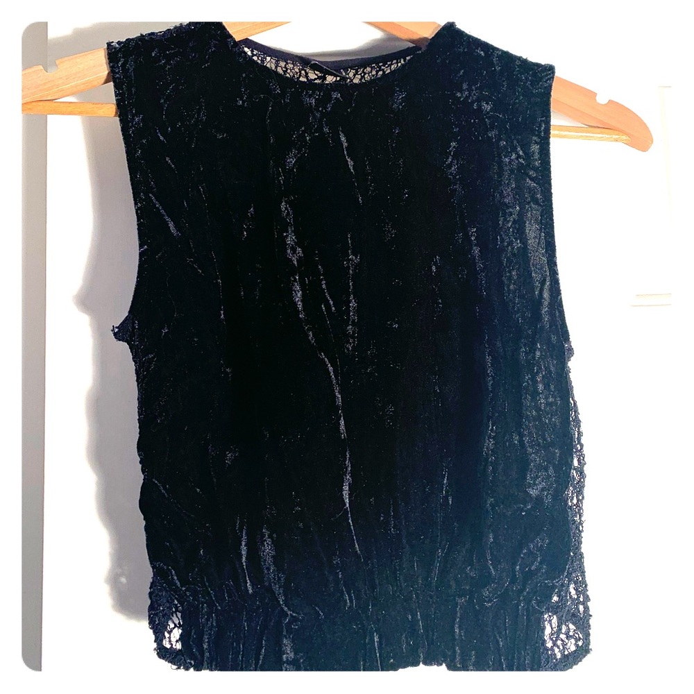 Zara Crushed Velvet Mesh Back Crop Top